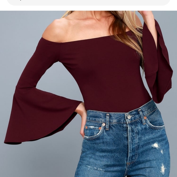 Lulu's Plum Purple  Off-Shoulder Bodysuit - Picture 10 of 10